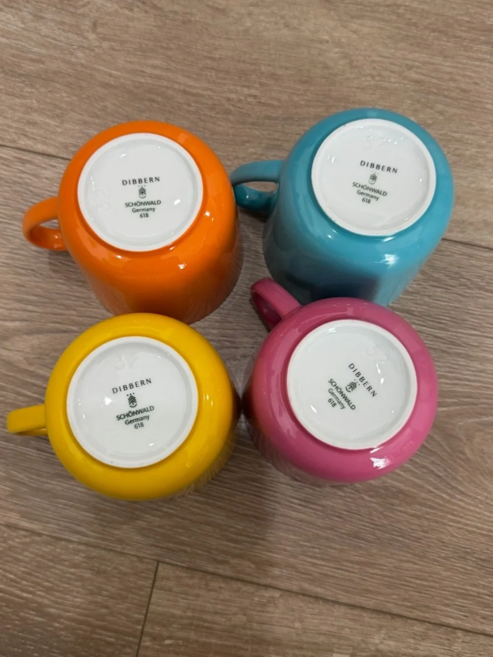 Dibbern Schönwald Germany Colorful Mug Set of 4 Porcelain Coffee Cups Modern - Picture 9 of 12